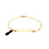 The Kids Bracelet with Black Figa Hand Charm and Plate features a Figaro link design in 14k gold-filled material, complete with a rectangular engravable plate at its center and a delightful black and red, sock-shaped enamel charm, making it perfect for children.